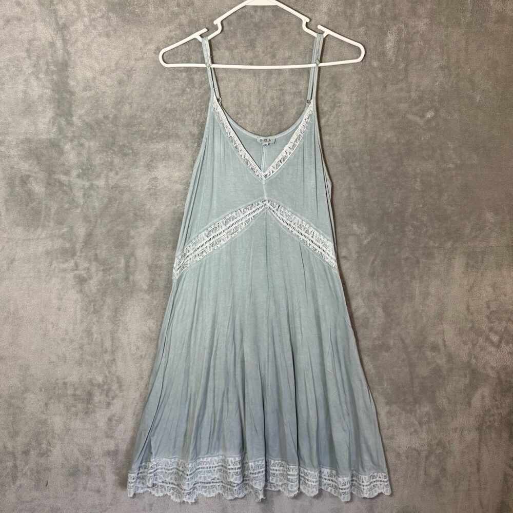 POL Dress Sage Green Lace Trim Sz S Rayon Coquette Cottagecore Boho Fairycore